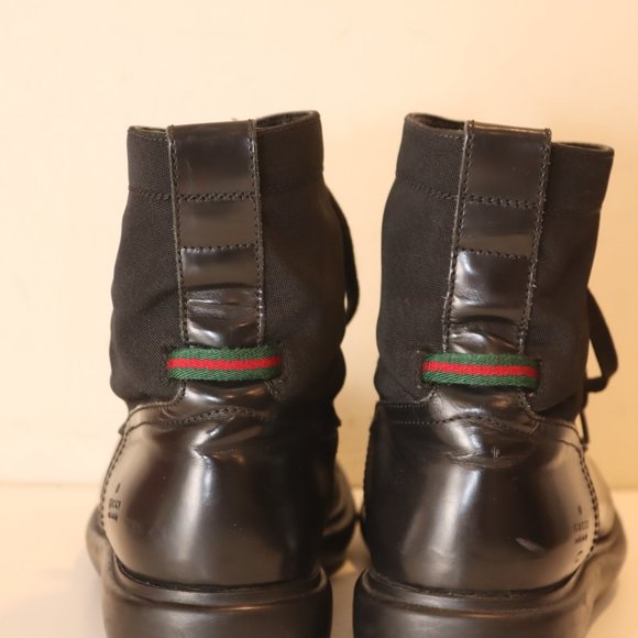GUCCI Black Leather Combat Boots size 10D main image 12